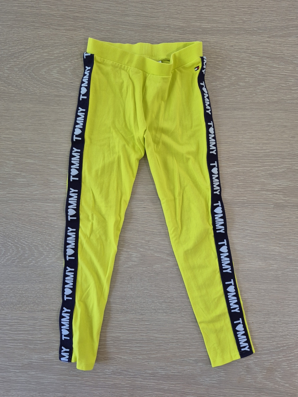 Tommy Hilfiger Neon Yellow Logo-Trim Side Stripe Girls' Leggings